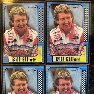 Vintage 1991 Maxx Race Cards Bill Elliott 3D Collector's Cards, (new) 4 cards, s